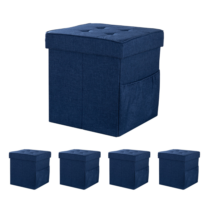 収納スツール 収納ボックス 5個セット 折りたたみ オットマン 踏み台 35×35×35 耐荷重90kg
